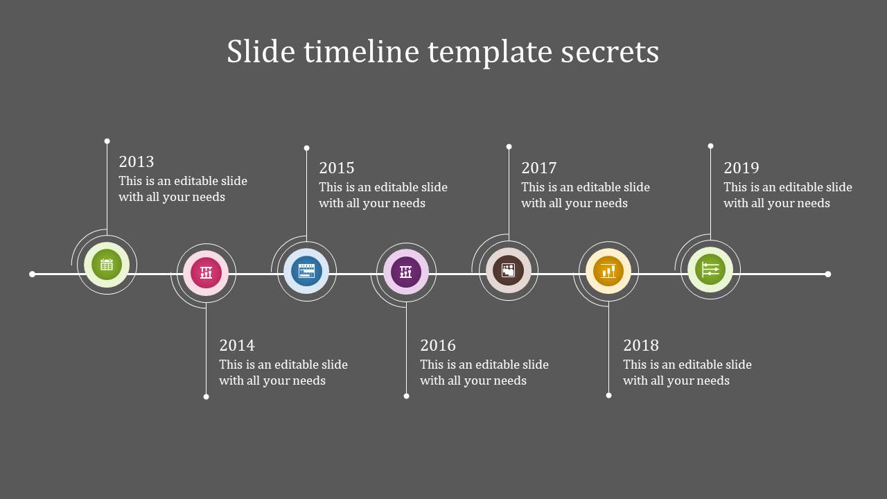 Effective PowerPoint With Timeline In Multicolor Slide
